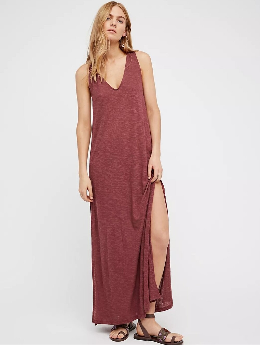 Free People Beach Sunset Stroll Sleeveless V-Neck Racerback Maxi Dress Size XS